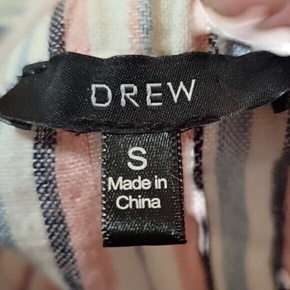 DREW Striped Strapless Flowy Wide-Leg Jumpsuit Elastic Waist Bohemian Chic S - Picture 8 of 8